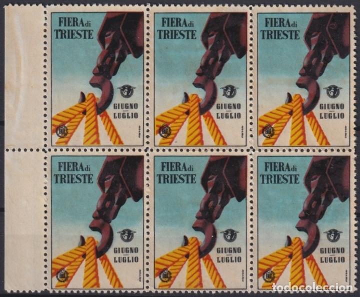Sellos: &rdquo;F-EX16723 ITALY ITALIA CINDERELLA CIRCA 1950 TRIESTE FAIR BLOCK 6. NO GUM&rdquo;