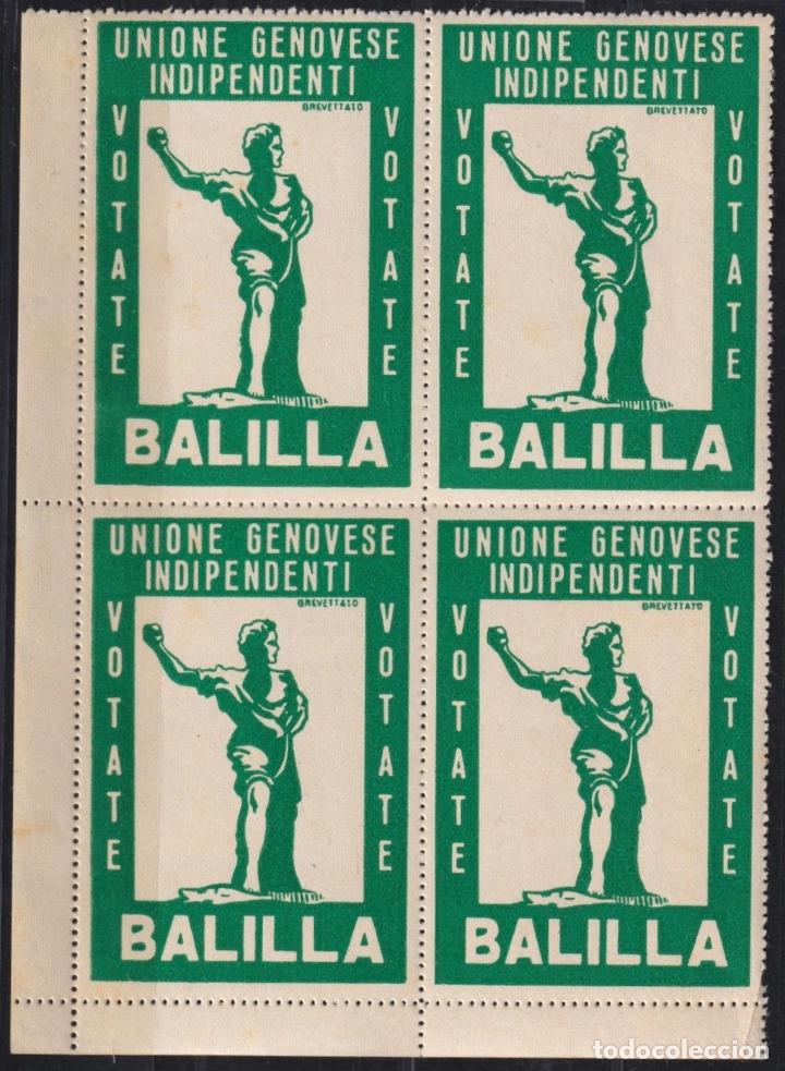 Sellos: &rdquo;F-EX16726 ITALY ITALIA CINDERELLA CIRCA 1950 ELECTORAL UNION GENOVA INDEPENDIENTE BALILLA ORIGINAL