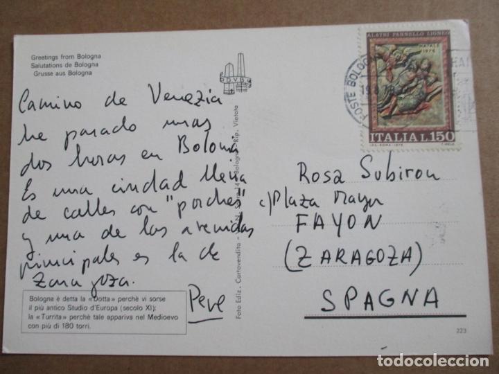 Selos: tarjeta postal BOLOGNA ITALIA circulada 1978 A FAYON ZARAGOZA
