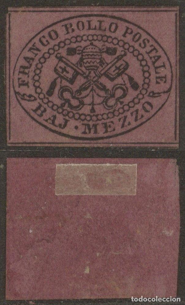 Timbres: Italy Papal State 1852 Coat of arms 1/2 BAJ Mi.1d MNG AM.563