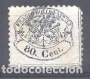 Timbres: Italy Papal State 1868 Coat of arms 80C Mi.25x used       AM.333