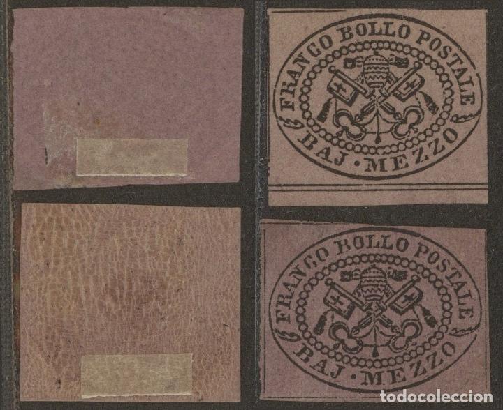 Sellos: Italy Papal State 1852 2 x Coat of arms 1/2 BAJ Mi.1d MH AM.564