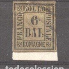 Sellos: ITALY ROMAGNA 1859 DEFINITIVES, DRAWING NUMBERS, 6 BAJ, MI.7, REPAIRED IN THE UPPER LEFT CORNER, USE