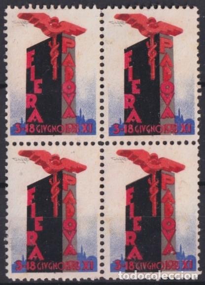 Sellos: &rdquo;F-EX17428 ITALY ITALIA CINDERELLA 1933 PADUA PADOVA FAIR NO GUM BLOCK4.&rdquo;