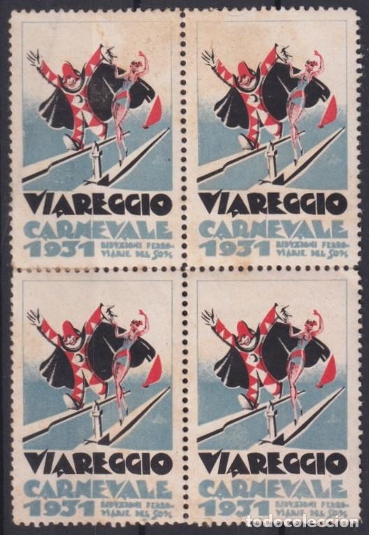 Sellos: &rdquo;F-EX17437 ITALY ITALIA CINDERELLA 1931 VIAREGGIO CARNIVAL CARNIVALE NO GUM BLOCK4.&rdquo;