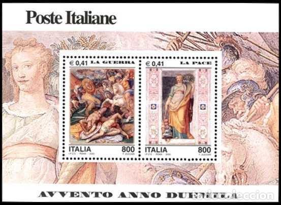 Sellos: ITALIA 2000 - A&Ntilde;O 2000 - LA GUERRA Y LA PAZ - YVERT BLOCK N&ordm; 27**