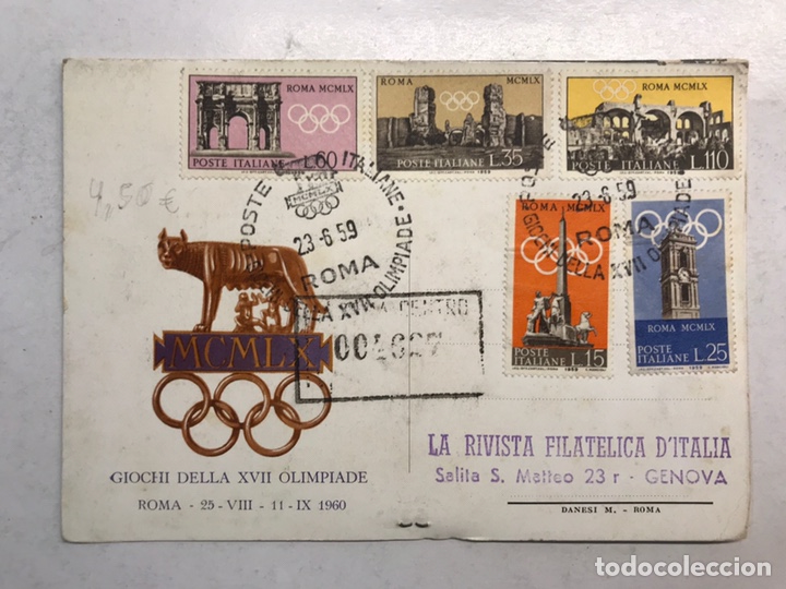Briefmarken: FILATELIA. Juegos Ol&iacute;mpicos de Roma (a.1960?) Postal p&uacute;blicitaria franqueada...