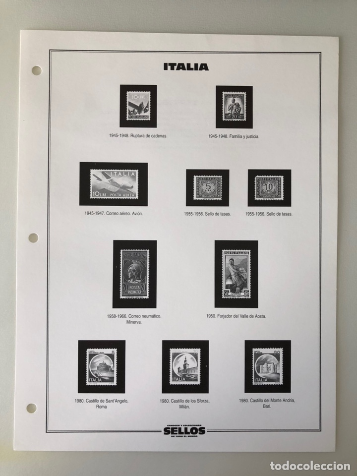 Sellos: Hoja clasificadora sin sellos de Italia- 1945-1980