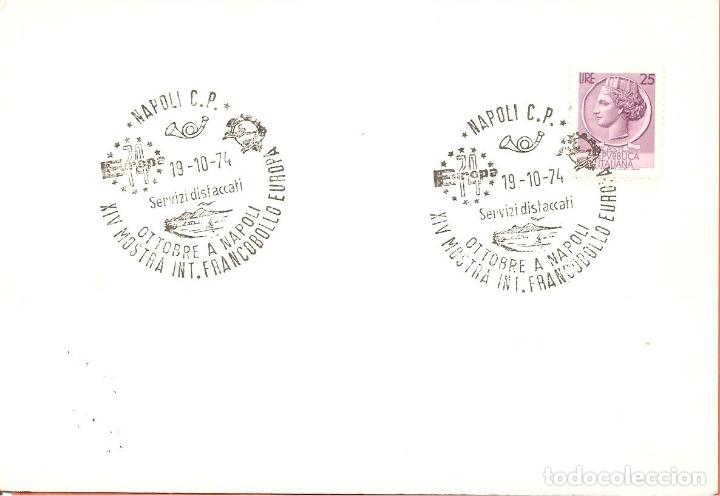 Sellos: TARJETA MATASELLADA, ITALIA-NAPOLES, MOSTRA FILATELICA EUROPA, 1974