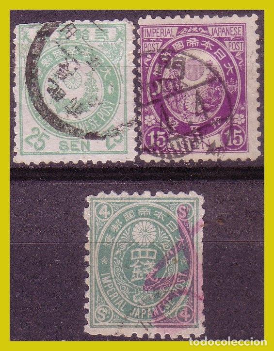 Timbres: JAP&Oacute;N 1888 IVERT n&ordm; 79, 82 y 84 (o)