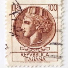 Sellos: SELLO DE ITALIA 100 LIRAS - 1968 - MONEDA DE SIRACUSA - USADO SIN SEÑAL DE FIJASELLOS