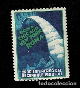 Timbres: CL8-7 Vi&ntilde;eta ROMA - CHICAGO - NEW YORK - ROMA Crociera Aerea del Decennale 1933 XI sin fijasellos