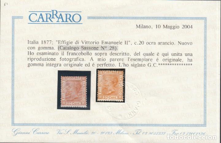 ITALIA, 1877 YVERT Nº 24 /**/, 20 C. NARANJA. EFIGIE DE VICTOR EMMANUEL II (Sellos - Extranjero - Europa - Italia)