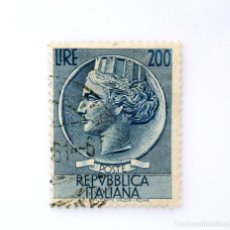 Sellos: SELLO POSTAL ITALIA 1957 200 LIRA MONEDAS ANTIGUAS MONEDA DE SIRACUSA MARCA DE AGUA: STAR II. Lote 249544740