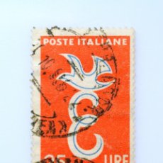 Sellos: SELLO POSTAL ANTIGUO ITALIA 1958 25 LIRA EUROPA PALOMA SOBRE LA LETRA E - CONMEMORATIVO
