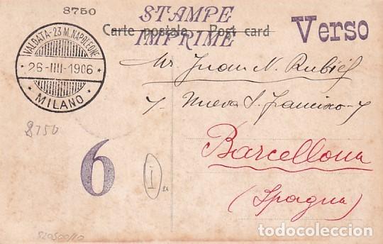 Sellos: Franqueo curioso sobre tarjeta postal Milano validata Napoleone Milano.