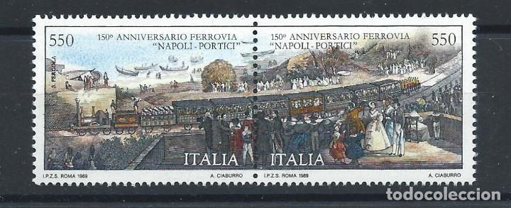 Sellos: Italie N&deg;1827/28** (MNH) 1989 - Liaison ferroviaire Naples-Portici