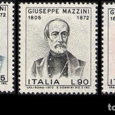 Sellos: LOTE DE SELLOS NUEVOS DE ITALIA 1972 - CENTENARIO DE LA MUERTE DE GIUSEPPE MAZZINI. Lote 317462438