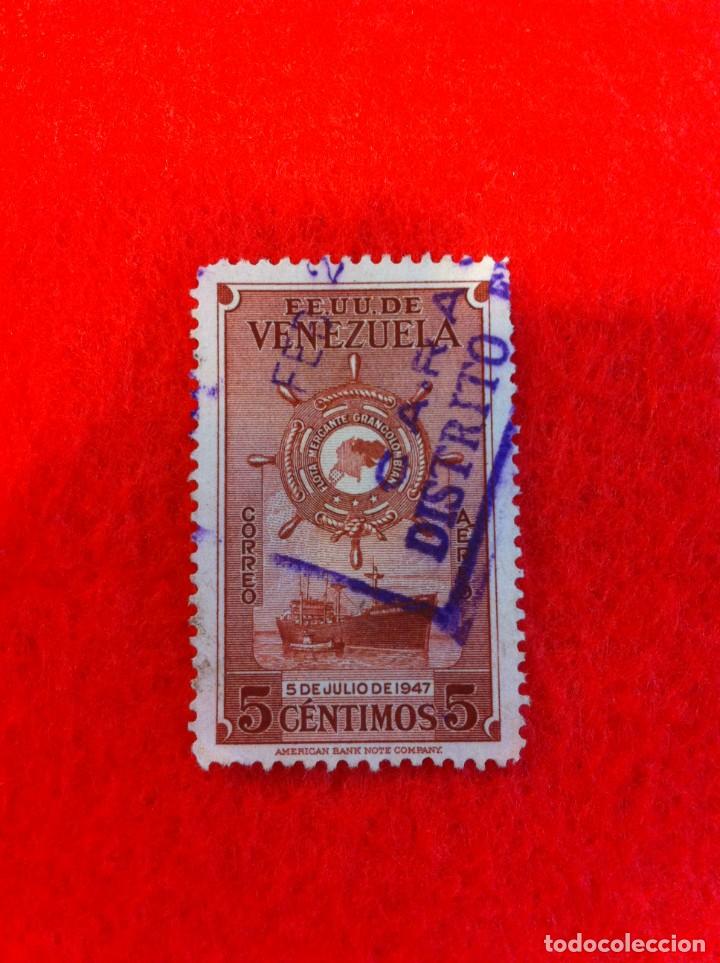 Sellos: SELLO. 1 SELLO USADO. E.E.U.U. DE VENEZUELA. 5 C&Eacute;NTIMOS. 1947