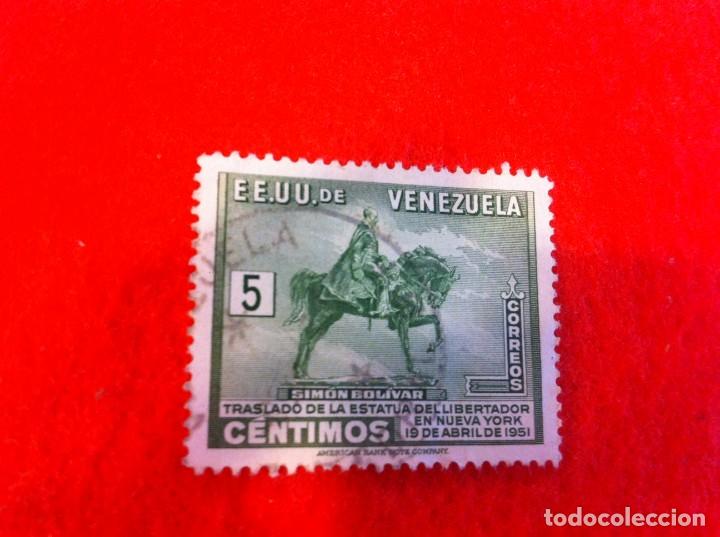 Sellos: SELLO. 1 SELLO USADO. E.E.U.U. DE VENEZUELA. 5 C&Eacute;NTIMOS. 1951. TRASLADO ESTATUA BOL&Iacute;VAR