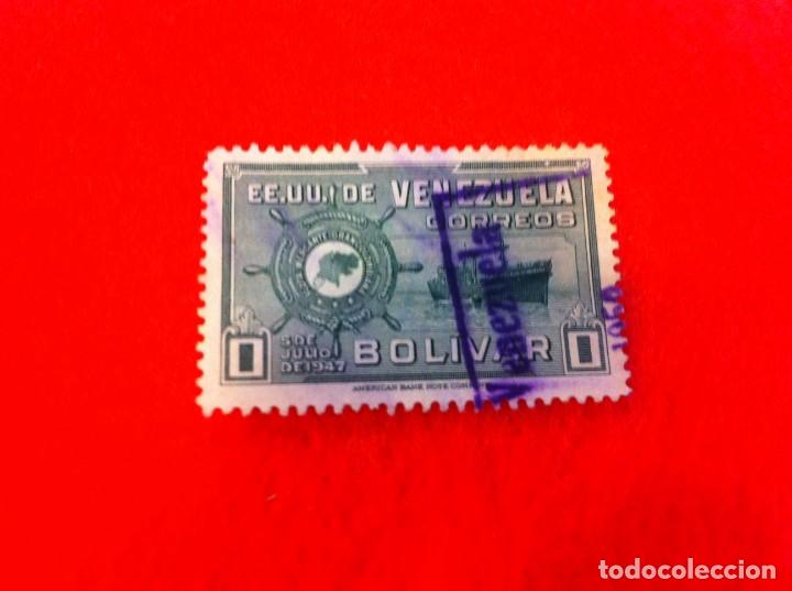 Sellos: SELLO. 1 SELLO USADO. E.E.U.U. DE VENEZUELA. 1 BOL&Iacute;VAR. 1947