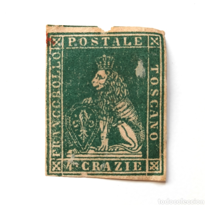 Briefmarken: Italia, Toscana, 4 Crazie 1857, Scott#14, Val.Catalogo.2009: 12,000$. Michell#14, V.C.2017: 5500&euro;