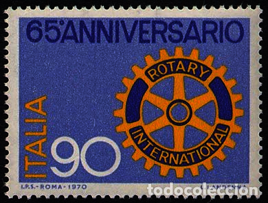 Timbres: Francobollo Usato Rep. Italiana 1970 65^ ANNIVERSARIO DEL ROTARY CLUB 90 Lire - rep. Italiana