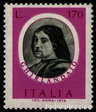 Timbres: Francobollo Usato Rep. Italiana 1976 UOMINI ILLUSTRI: 170 Lire Ghirlandaio - rep. Italiana