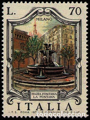 Timbres: Francobollo Usato Rep. Italiana 1975 FONTANE D'ITALIA: MILANO - rep. Italiana