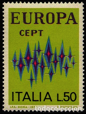 Sellos: Francobollo Usato Rep. Italiana 1972 EUROPA UNITA: 17^ EMISSIONE 50 Lire - rep. Italiana