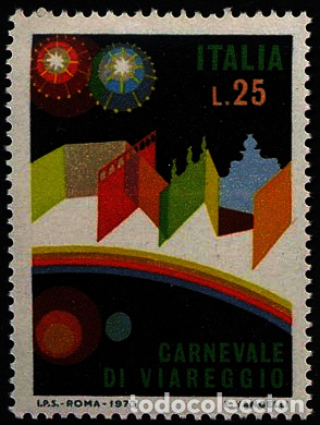Sellos: Francobollo Usato Rep. Italiana 1973 CARNEVALE DI VIAREGGIO 25 Lire - rep. Italiana