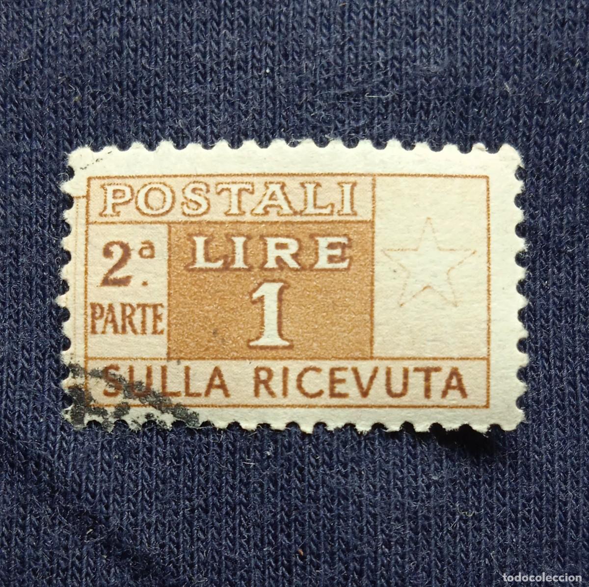 Selos: SELLO ITALIA PAQUETE POSTAL, 1 LIRE, 2&ordf; PARTE, SULLA RICEVUTA
