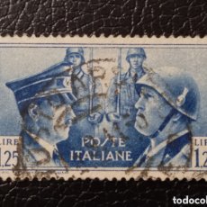Sellos: ITALIA 1941 SEGUNDA GUERRA MUNDIAL-HITLER Y MUSSOLINI, 1,25 LIRAS. USADO #124