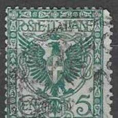 Sellos: ITALIA 1901 - ÁGUILA DE LA CASA DE SAVOYA, 5C VERDE - USADO
