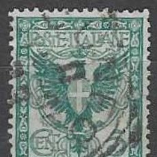 Sellos: ITALIA 1901 - ÁGUILA DE LA CASA DE SAVOYA, 5C VERDE - USADO
