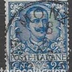 Sellos: ITALIA 1901 - VICTOR EMMANUEL III, 25C AZUL - USADO