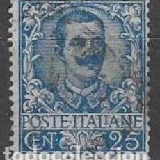 Sellos: ITALIA 1901 - VICTOR EMMANUEL III, 25C AZUL - USADO