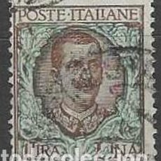 Sellos: ITALIA 1901 - VICTOR EMMANUEL III, 1L MARRÓN/VERDE - USADO