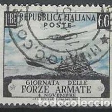 Sellos: ITALIA 1952 - DÍA DE LAS FUERZAS ARMADAS, 60L NEGRO/AZUL - USADO