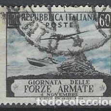 Sellos: ITALIA 1952 - DÍA DE LAS FUERZAS ARMADAS, 60L NEGRO/AZUL - USADO