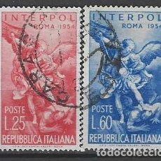 Sellos: ITALIA 1954 - 23ª ASAMBLEA DE LA INTERPOL, S.COMPLETA - USADOS