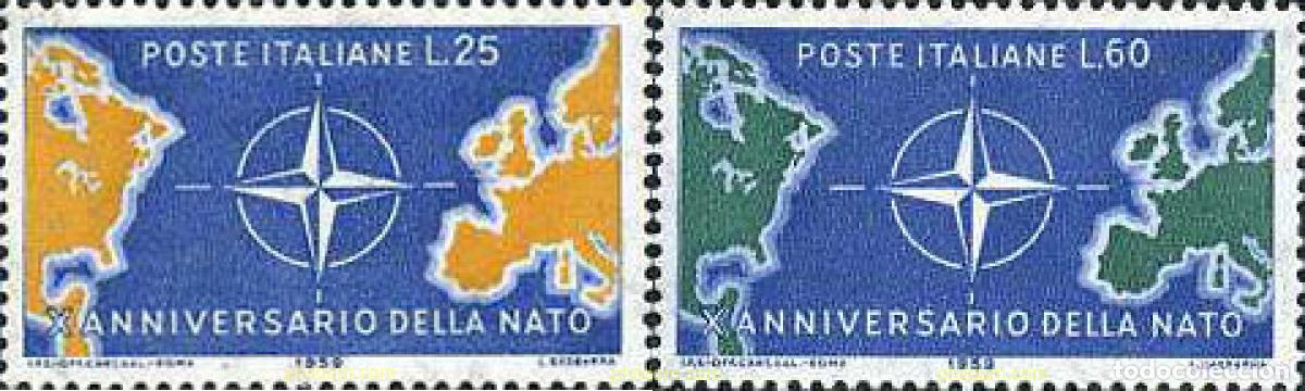 Selos: 130531 MNH ITALIA 1959 10 ANIVERSARIO DE LA OTAN
