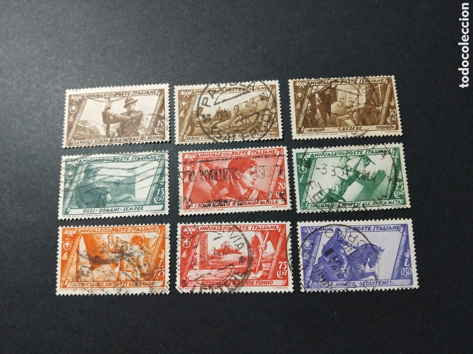 Timbres: Italia. 1932. X aniversario de la marcha sobre Roma.