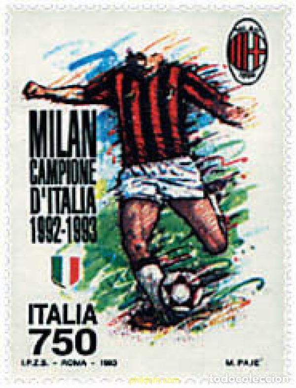 Sellos: 67084 MNH ITALIA 1993 MILAN CAMPEON DE ITALIA DE FUTBOL