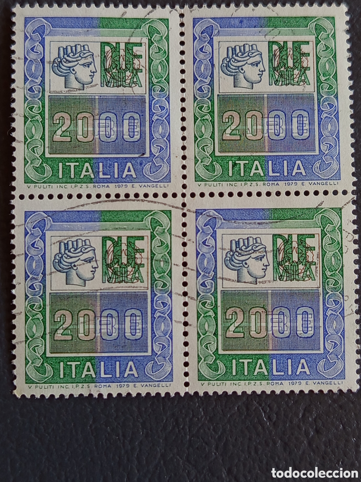 Sellos: Italia 1978/79 - Serie Alti Valori - 2000 Liras - Bloque de 4 (Cuartina) - MNH - Y&T 1368