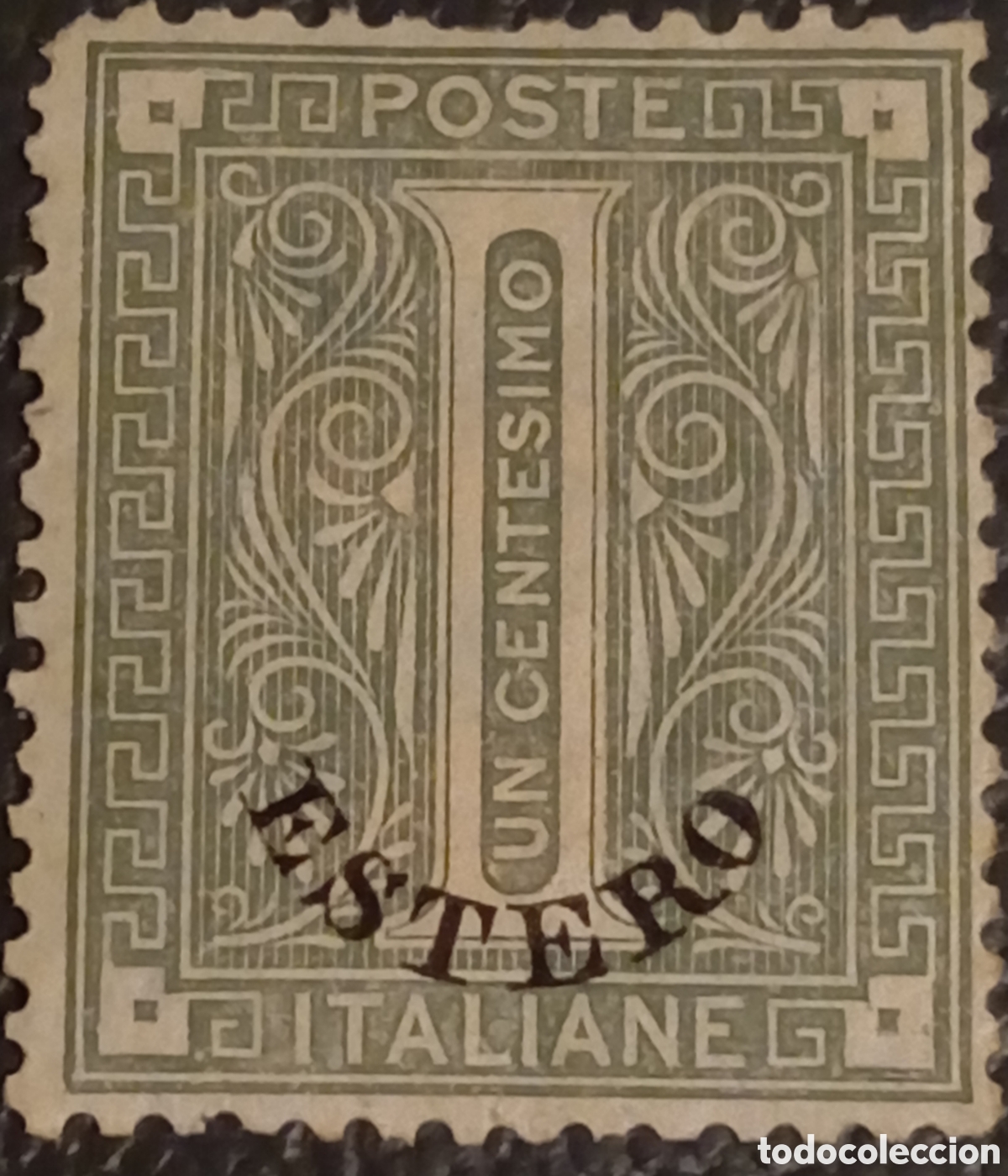 Sellos: Italia Oficinas Extranjero 1874 - 1 Cent&eacute;simo Verde Oliva &rdquo;ESTERO&rdquo; - Cat. Scott #1 / Sassone #1 MH
