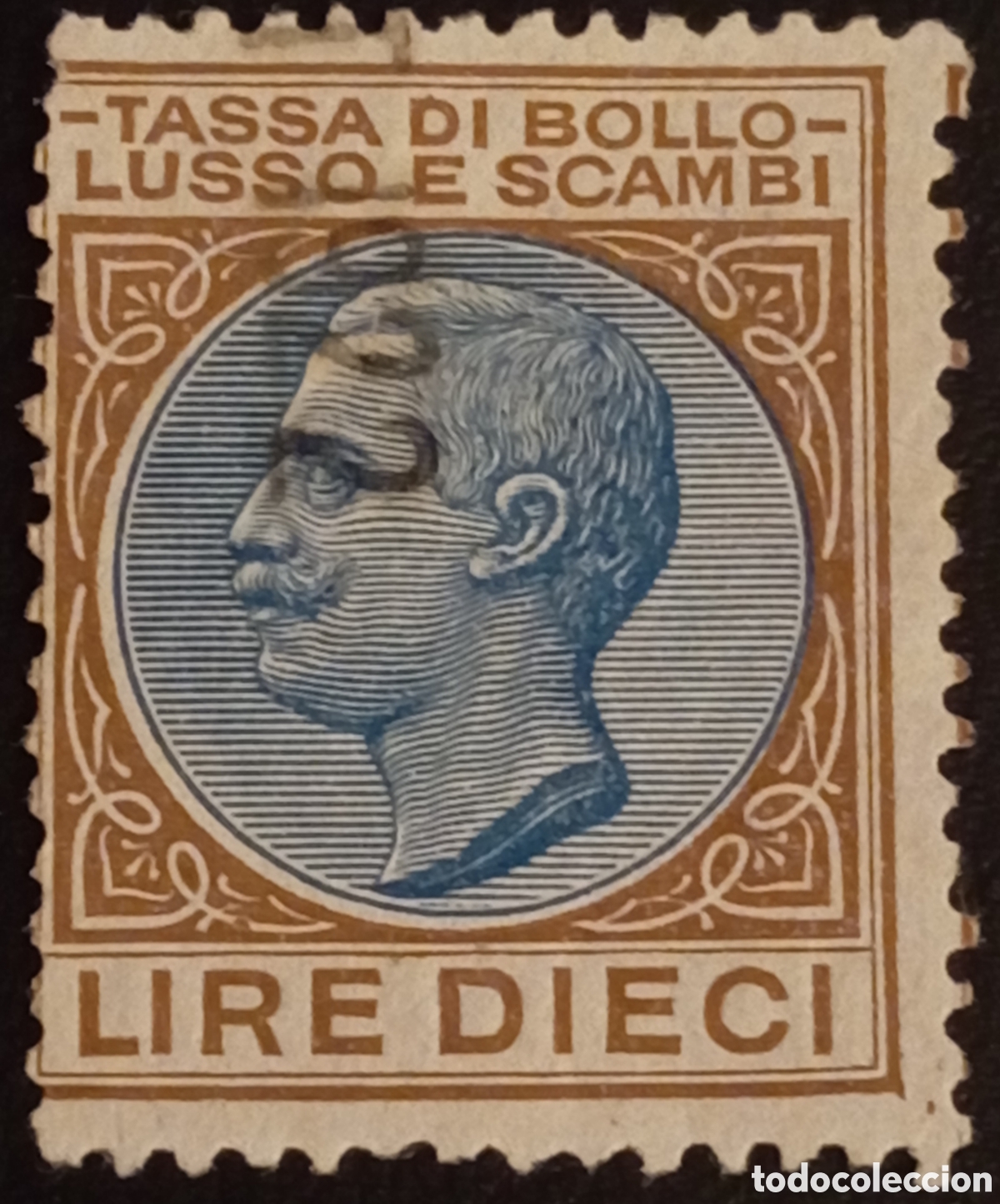 Sellos: Italia 1921 - Marca da Bollo &rdquo;Lusso e Scambi&rdquo; 10 Lire - Unificato N&ordm; 5 (Fiscal)