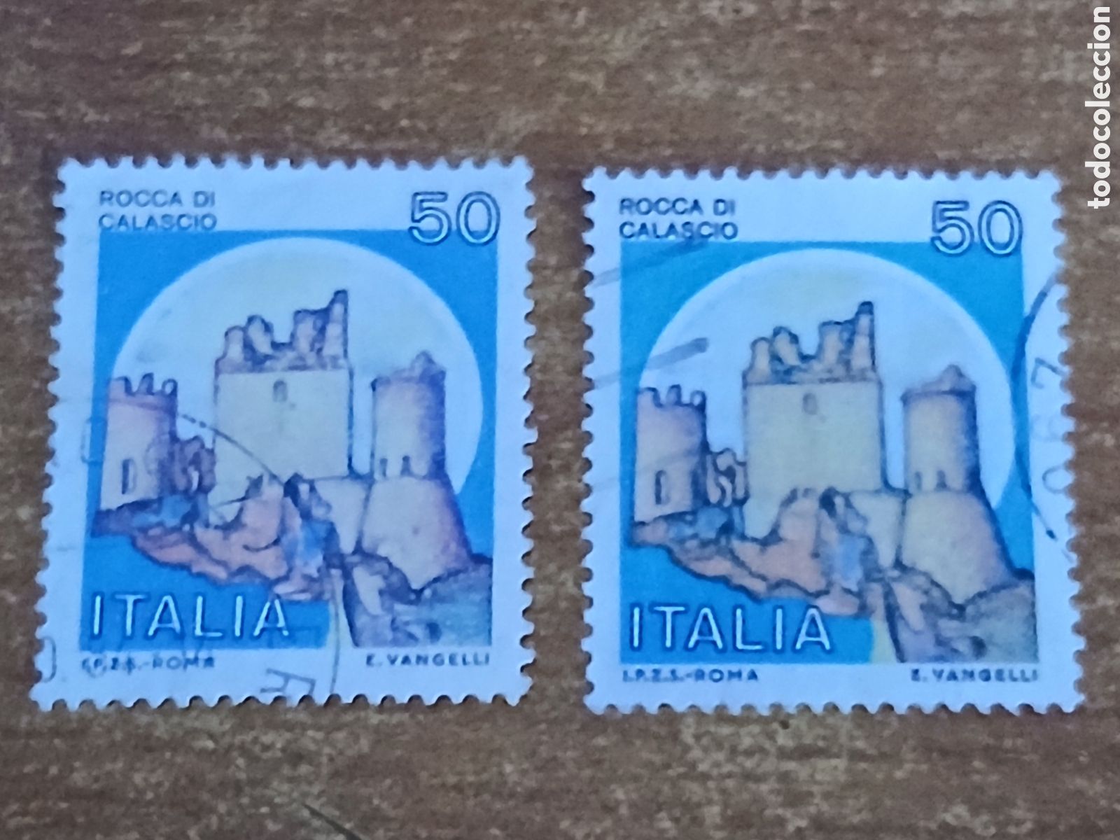 Sellos: 2 Sellos Italia Roca di Calascio 50 liras