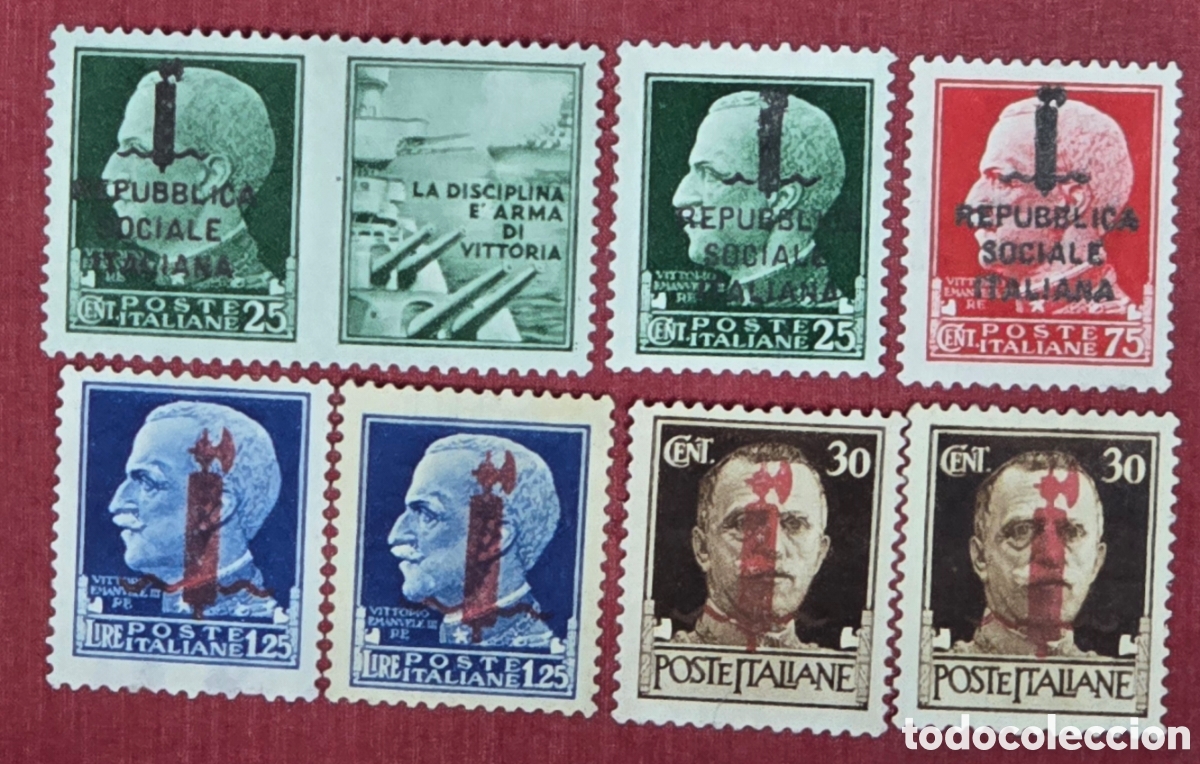 Sellos: Sellos Italia 1944 - Lote de 8 selllos
