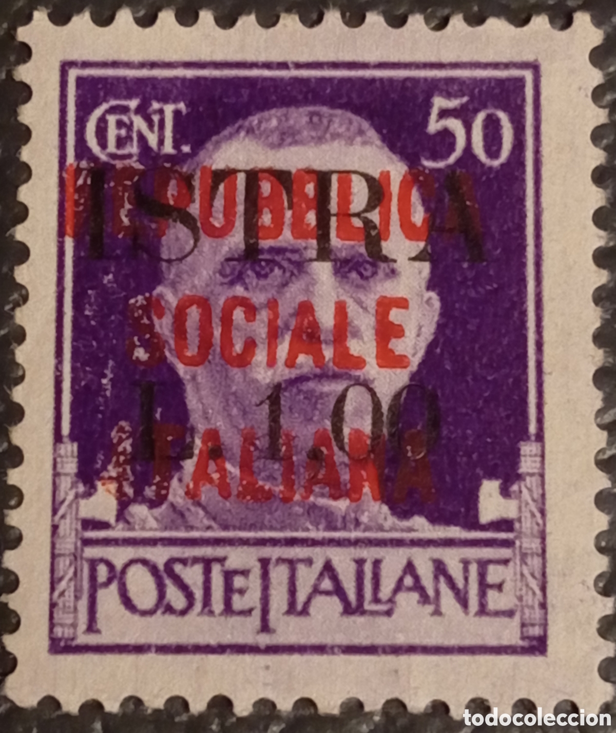 Sellos: Sello Istra Sociale Italiana 1945 - 50c sobre Re Vittorio Emanuele III - MNH